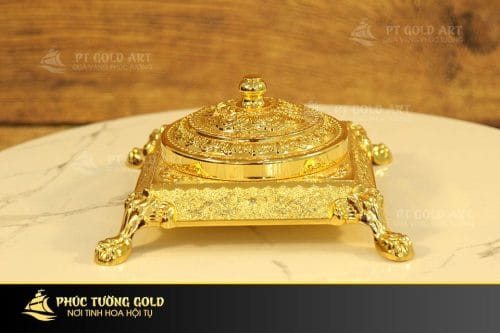 Gạt tàn thuốc mạ vàng 24K GT02 thiết kế nguyên khối sang trọng đặt bàn tiếp khách