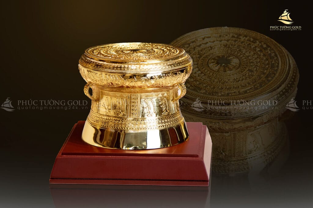 Trống đồng mạ vàng 24k nhiều kích thước - TD09 5