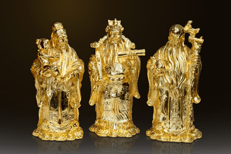 Tượng tam đa phúc Lộc Thọ mạ vàng 24k 2