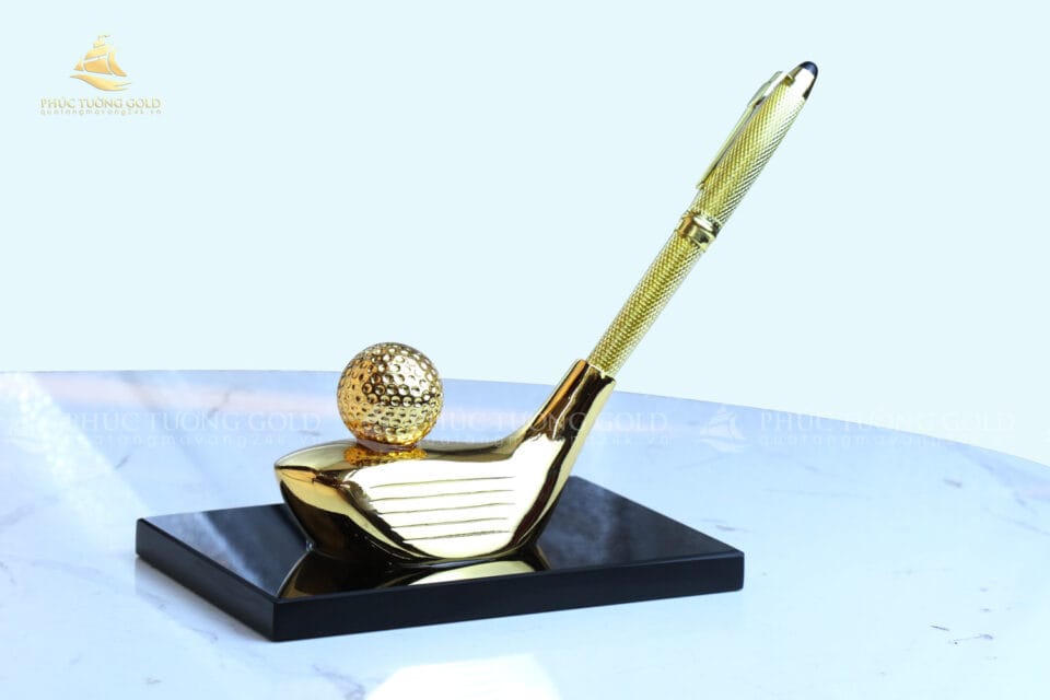 Giá cắm bút ký mô hình gậy golf mạ vàng 24k - CB04 4