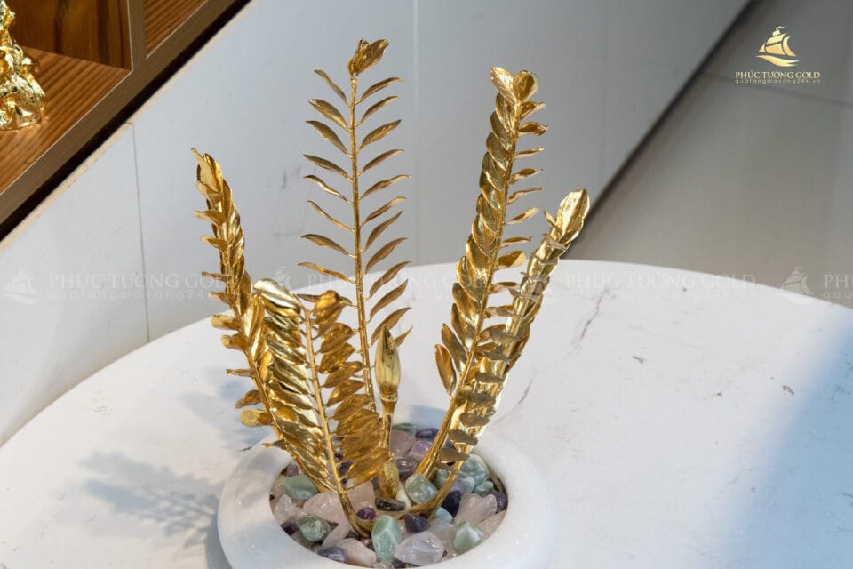 Cây kim tiền mạ vàng 24k để bàn - KT01 3