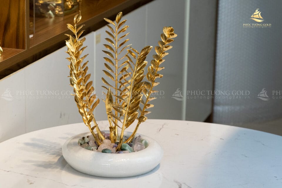 Cây kim tiền mạ vàng 24k để bàn - KT01 5