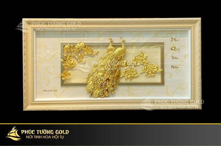 Tranh phú quý vạn niên dát vàng 24k - PQ02 6