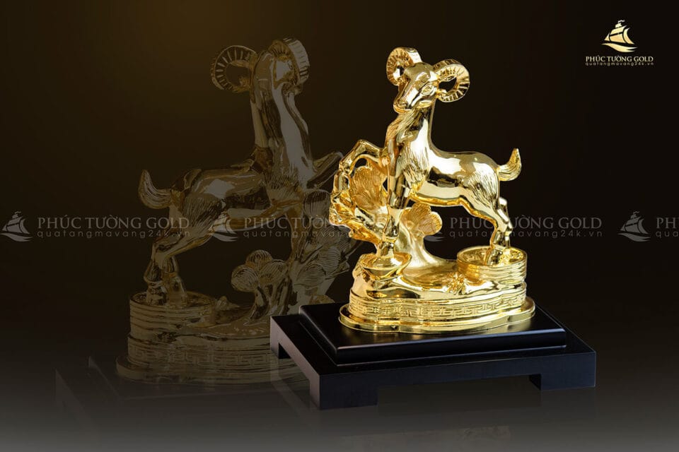 Tượng dê phong thủy mạ vàng 24k - TD01 4
