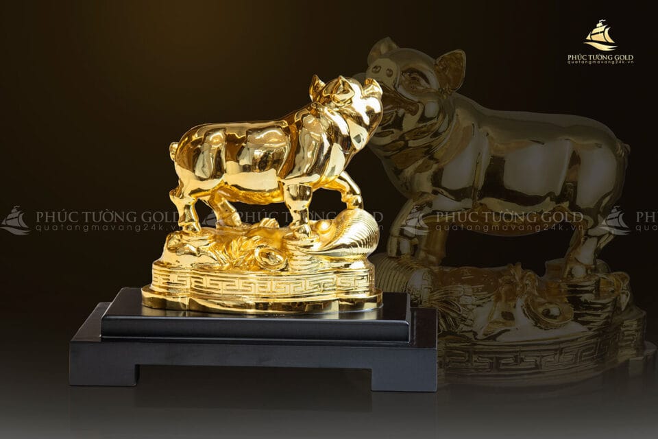 Tượng con heo mạ vàng 24k - TH11 4