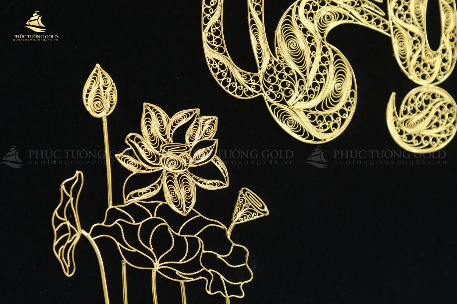 Tranh chữ Thọ thư pháp mạ vàng 24k- CT03 5