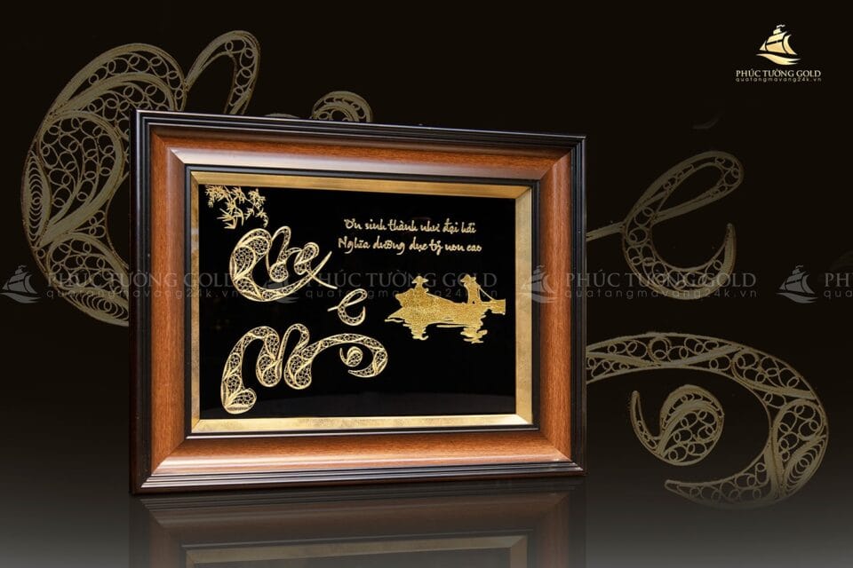 Tranh chữ "Cha Mẹ" mạ vàng 24k - CM01 5