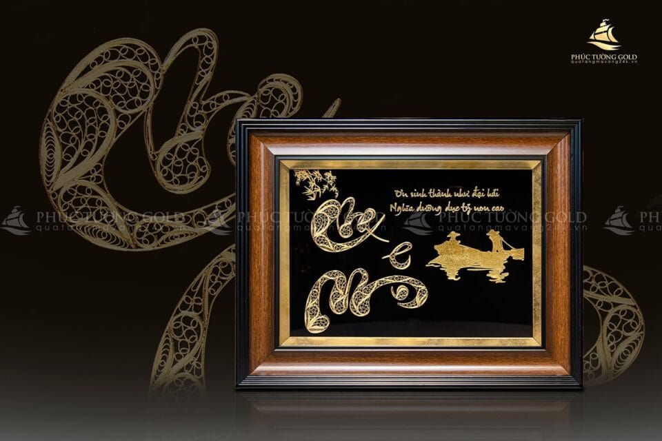 Tranh chữ "Cha Mẹ" mạ vàng 24k - CM01 4