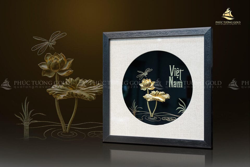 Tranh hoa sen mạ vàng 24k - HS01 2