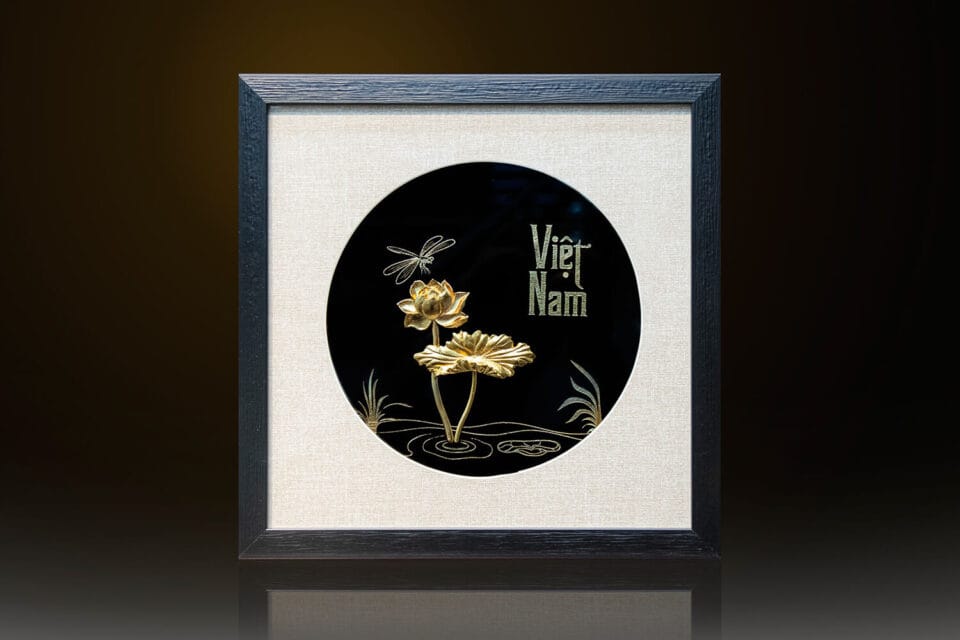 Tranh hoa sen mạ vàng 24k - HS01