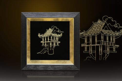Tranh chùa Một Cột mạ vàng 24K CMC01 chế tác thủ công