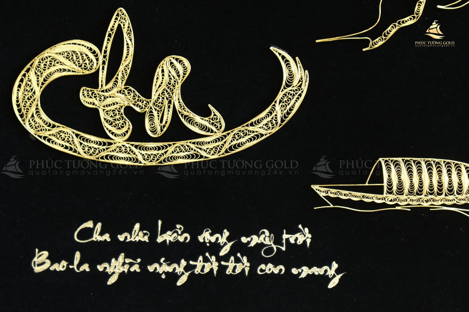 Tranh thư pháp chữ Cha mạ vàng 24k - CC06 3
