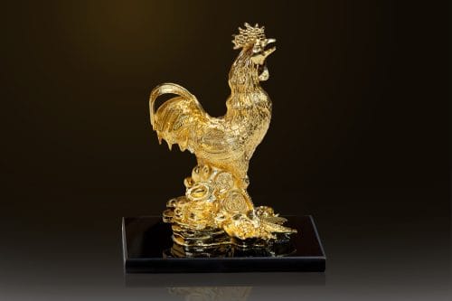 Tượng gà trống mạ vàng 24k mã TG03