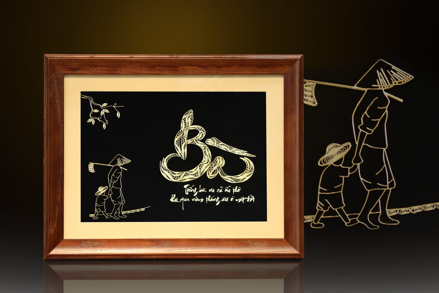 Tranh chữ Bà thư pháp mạ vàng 24k – TCB01