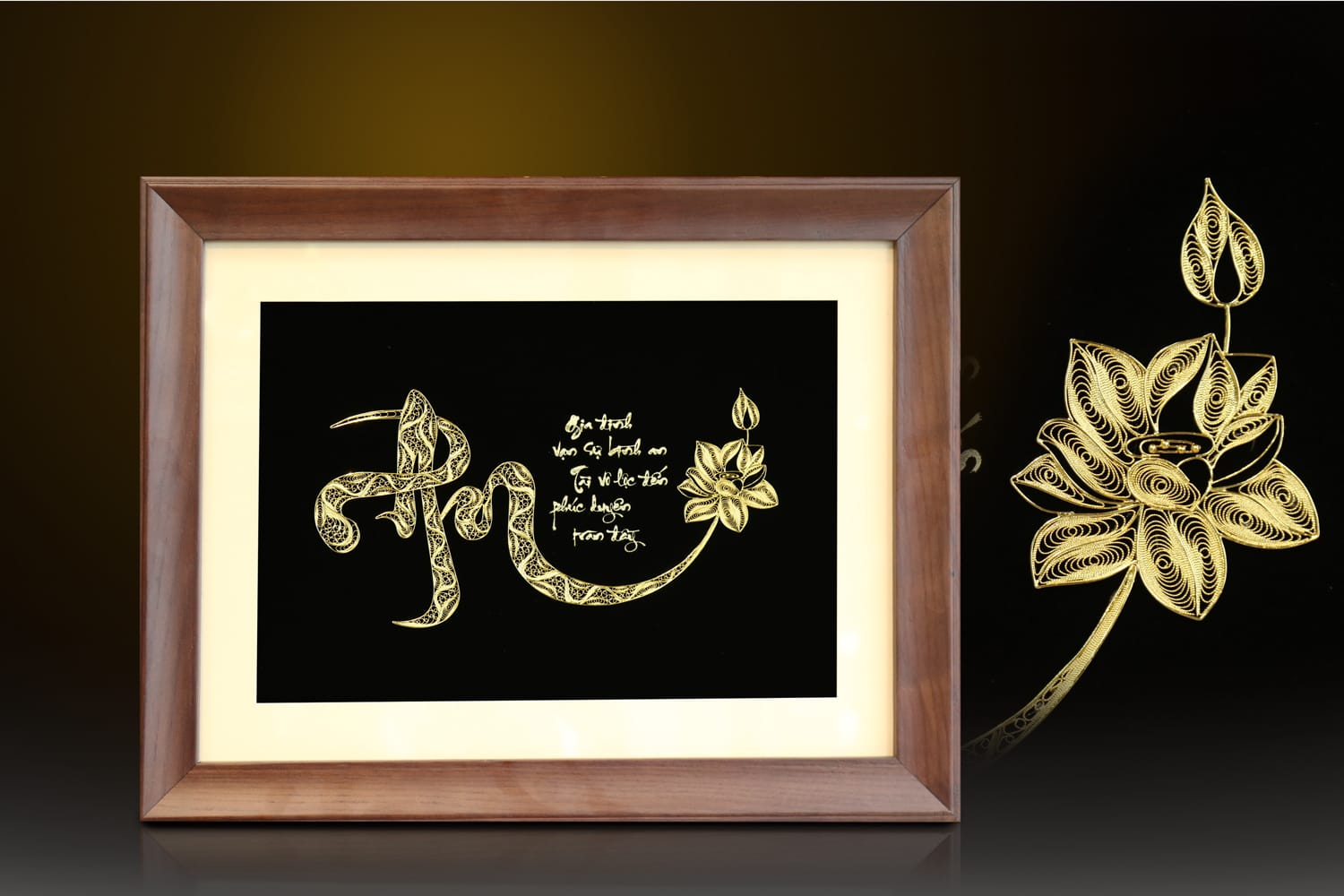 Tranh thư pháp chữ An mạ vàng 24k - CA06 0