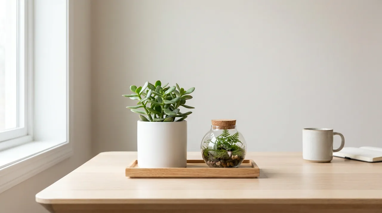 Cây để bàn và tiểu cảnh nhỏ