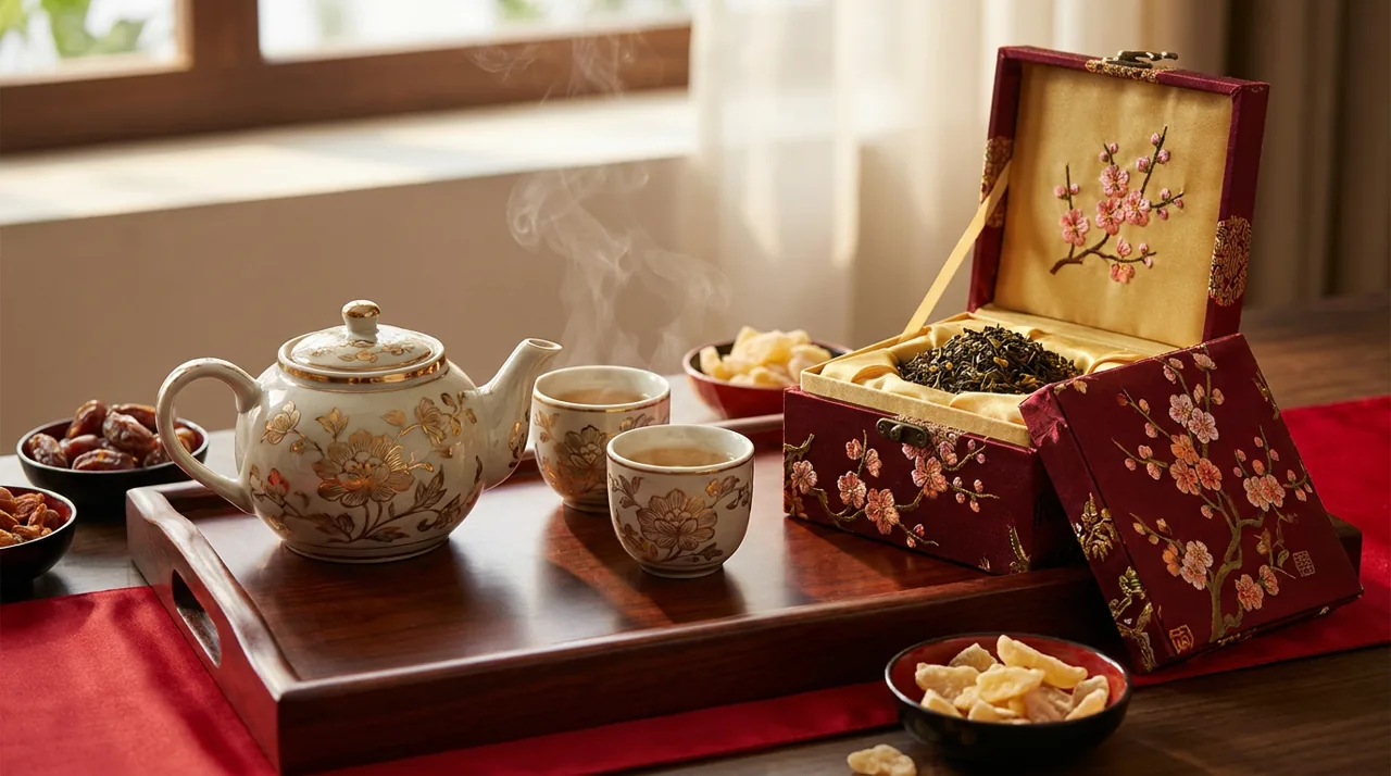 Bộ ấm trà và trà cao cấp làm quà Tết cho sếp